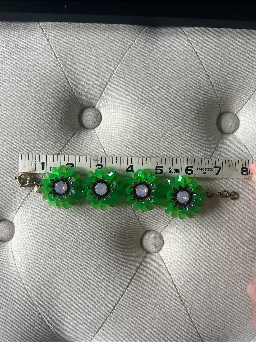JCrew Green Floral Crystal Statement Bracelet - Picture 7 of 7